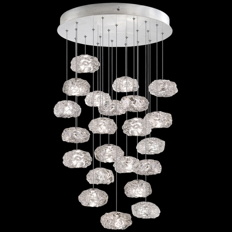 853240-11LD Fine Art Lamps 22 Light Natural Inspirations 24" Round Pendant with Silver Finish