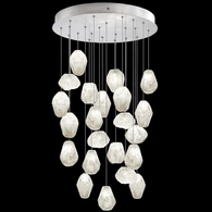 853240-13L Fine Art Lighting Natural Inspirations 24"W Round Pendant with Silver w/Clear Quartz Glass Drops Finish