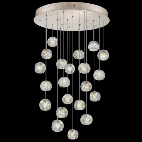 853240-206L Fine Art Lighting Natural Inspirations 24"W Round Pendant with Gold w/Nebula Glass Drops Finish
