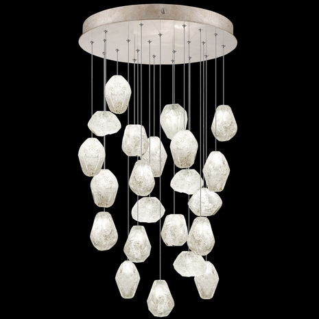 853240-23L Fine Art Lighting Natural Inspirations 24"W Round Pendant with Gold w/Clear Quartz Glass Drops Finish