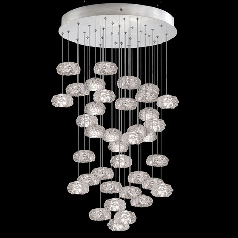 853440-11LD Fine Art Lamps 36 Light Natural Inspirations 34" Round Pendant with Silver Finish