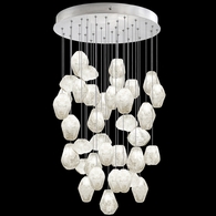 853440-13L Fine Art Lighting Natural Inspirations 34"W Round Pendant with Silver w/Clear Quartz Glass Drops Finish