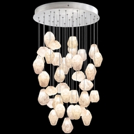 853440-14L Fine Art Lighting Natural Inspirations 34"W Round Pendant with Silver w/Clear Quartz Glass Drops Finish