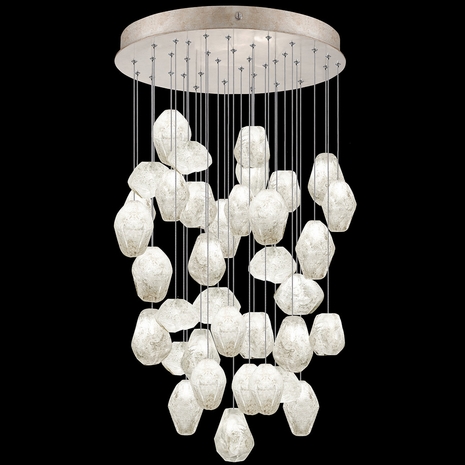 853440-23L Fine Art Lighting Natural Inspirations 34"W Round Pendant with Gold w/Clear Quartz Glass Drops Finish