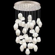 853440-23L Fine Art Lighting Natural Inspirations 34"W Round Pendant with Gold w/Clear Quartz Glass Drops Finish