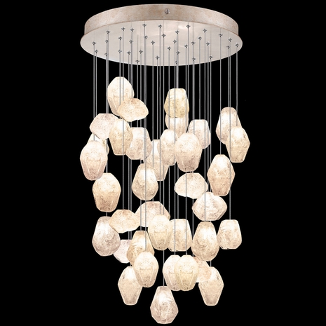 853440-24L Fine Art Lighting Natural Inspirations 34"W Round Pendant with Gold w/Clear Quartz Glass Drops Finish