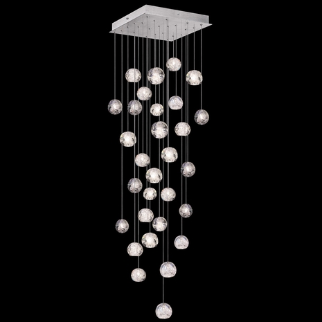 853540-106L Fine Art Lighting Natural Inspirations 30"W Square Pendant with Silver w/Nebula Glass Drops Finish