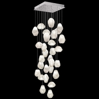 853540-13L Fine Art Lighting Natural Inspirations 30"W Square Pendant with Silver w/Clear Quartz Glass Drops Finish