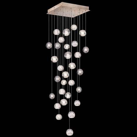 853540-206L Fine Art Lighting Natural Inspirations 30"W Square Pendant with Gold w/Nebula Glass Drops Finish