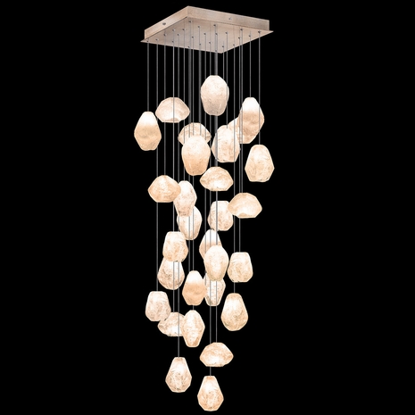 853540-24L Fine Art Lighting Natural Inspirations 30"W Square Pendant with Gold w/Clear Quartz Glass Drops Finish