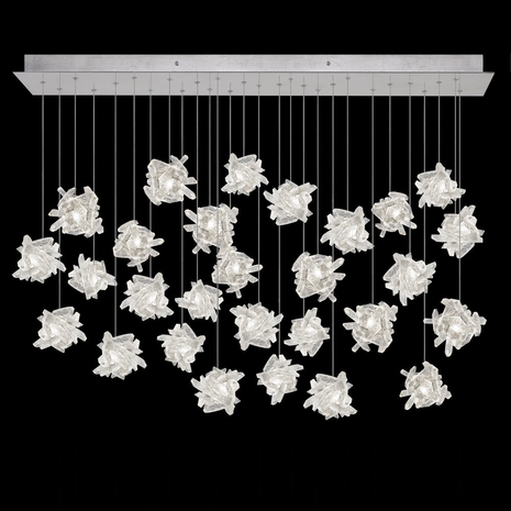 853640-102LD Fine Art Lamps 28 Light Natural Inspirations 54" Rectangular Pendant with Silver Finish