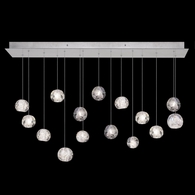 853740-106L Fine Art Lighting Natural Inspirations 48"W Rectangular Pendant with Silver w/Nebula Glass Drops Finish