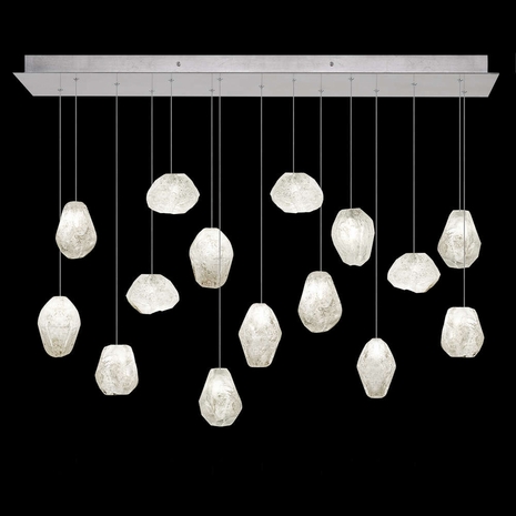 853740-13LD Fine Art Lamps Natural Inspirations 48"W Rectangular Pendant with Silver Finish