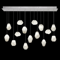 853740-13L Fine Art Lighting Natural Inspirations 48"W Rectangular Pendant with Silver w/Clear Quartz Glass Drops Finish