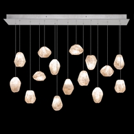 853740-14L Fine Art Lighting Natural Inspirations 48"W Rectangular Pendant with Silver w/Clear Quartz Glass Drops Finish