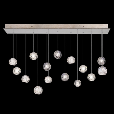 853740-206L Fine Art Lighting Natural Inspirations 48"W Rectangular Pendant with Gold w/Nebula Glass Drops Finish