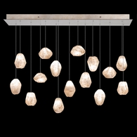 853740-24L Fine Art Lighting Natural Inspirations 48"W Rectangular Pendant with Gold w/Clear Quartz Glass Drops Finish