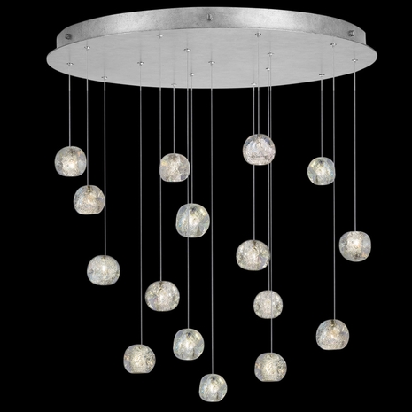 862840-106L Fine Art Lighting Natural Inspirations 32"W Round Pendant with Silver w/Nebula Glass Drops Finish