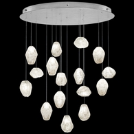 862840-13L Fine Art Lighting Natural Inspirations 32"W Round Pendant with Silver w/Clear Quartz Glass Drops Finish