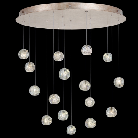 862840-206L Fine Art Lighting Natural Inspirations 32"W Round Pendant with Gold w/Nebula Glass Drops Finish