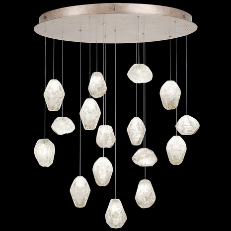 862840-23L Fine Art Lighting Natural Inspirations 32"W Round Pendant with Gold w/Clear Quartz Glass Drops Finish
