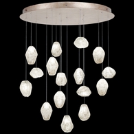 862840-23L Fine Art Lighting Natural Inspirations 32"W Round Pendant with Gold w/Clear Quartz Glass Drops Finish