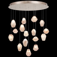 862840-24L Fine Art Lighting Natural Inspirations 32"W Round Pendant with Gold w/Clear Quartz Glass Drops Finish