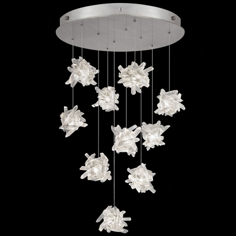 863540-102LD Fine Art Lamps 10 Light Natural Inspirations 22" Round Pendant with Silver Finish