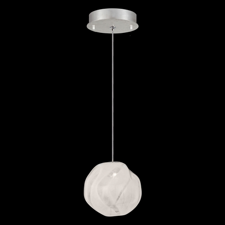 866140-11 Fine Art Lighting Vesta 6.5"W Round Drop Light with Silver w/White Glass Finish