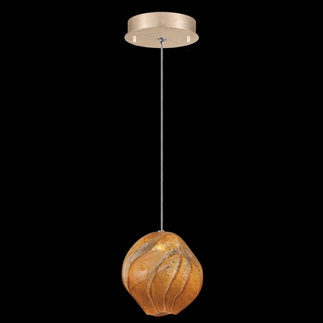 866140-22 Fine Art Lighting Vesta 6.5"W Round Drop Light with Gold w/Amber Glass Finish