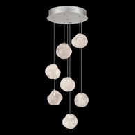 866440-11 Fine Art Lighting Vesta 14"W Round Pendant with Silver w/White Glass Finish