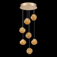 866440-22 Fine Art Lighting Vesta 14"W Round Pendant with Gold w/Amber Glass Finish