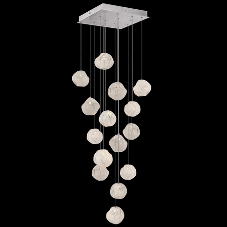 866840-11 Fine Art Lighting Vesta 19"W Square Pendant with Silver w/White Glass Finish