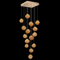 866840-22 Fine Art Lighting Vesta 19"W Square Pendant with Gold w/Amber Glass Finish