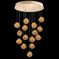 867040-22 Fine Art Lighting Vesta 21"W Round Pendant with Gold w/Amber Glass Finish