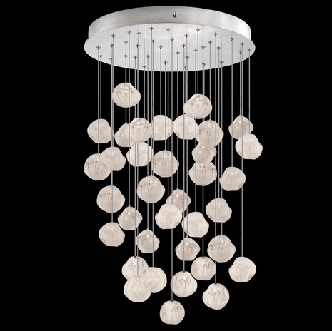 867440-11 Fine Art Lighting Vesta 34"W Round Pendant with Silver w/White Glass Finish