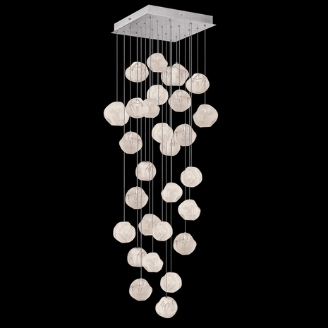 867640-11 Fine Art Lighting Vesta 30"W Square Pendant with Silver w/White Glass Finish