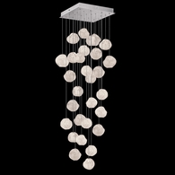 867640-11 Fine Art Lighting Vesta 30"W Square Pendant with Silver w/White Glass Finish