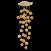 867640-22 Fine Art Lighting Vesta 30"W Square Pendant with Gold w/Amber Glass Finish