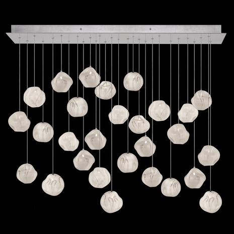 867840-11 Fine Art Lighting Vesta 54"W Rectangular Pendant with Silver w/White Glass Finish