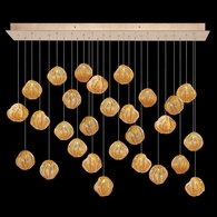 867840-22 Fine Art Lighting Vesta 54"W Rectangular Pendant with Gold w/Amber Glass Finish
