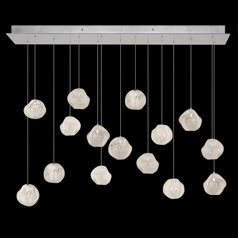 868240-11 Fine Art Lighting Vesta 48"W Rectangular Pendant with Silver w/White Glass Finish