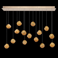 868240-22 Fine Art Lighting Vesta 48"W Rectangular Pendant with Gold w/Amber Glass Finish