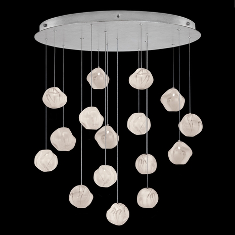 868440-11 Fine Art Lighting Vesta 32"W Round Pendant with Silver w/White Glass Finish