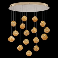 868440-22 Fine Art Lighting Vesta 32"W Round Pendant with Gold w/Amber Glass Finish