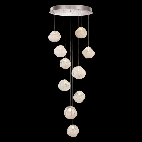 869040-11 Fine Art Lighting Vesta 22"W Round Pendant with Silver w/White Glass Finish