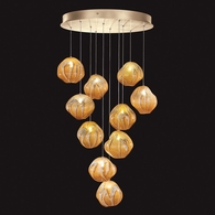 869040-22 Fine Art Lighting Vesta 22"W Round Pendant with Gold w/Amber Glass Finish