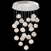 869940-11 Fine Art Lighting Vesta 24"W Round Pendant with Silver w/White Glass Finish