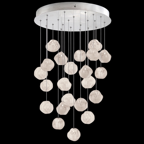 869940-11 Fine Art Lighting Vesta 24"W Round Pendant with Silver w/White Glass Finish