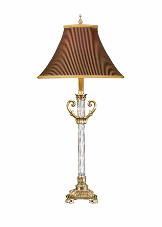 8787 Wildwood Lamps Perfect Column Lamp with Ribbed Crystal Solid Brass with Soft Patina